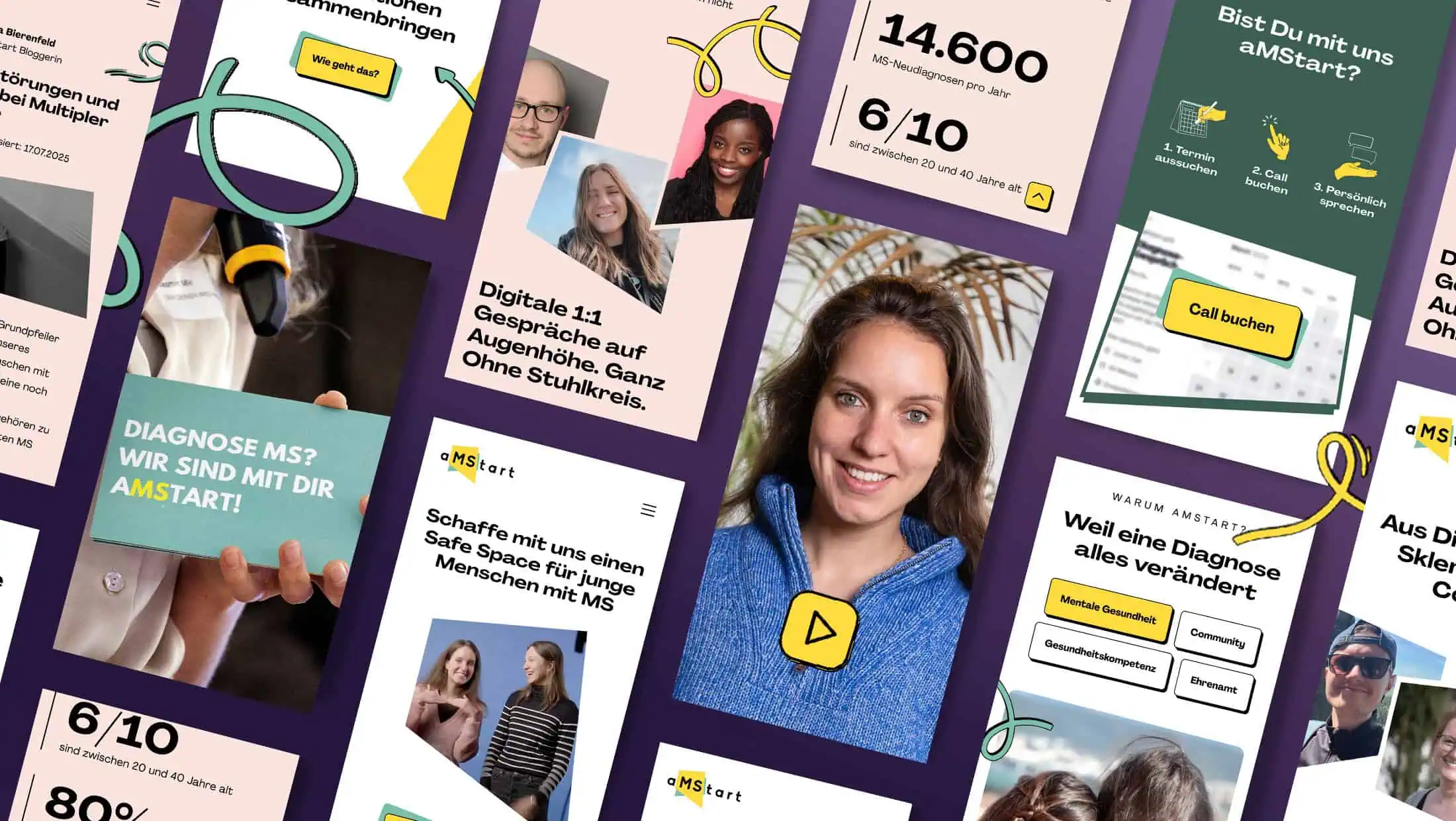 Mockup Collage mit Website-Ansichten für aMStart